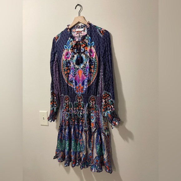 Johnny Was Multi-Color Floral Paisley Print Ruffle Pleated Dress Size Medium - Picture 5 of 8